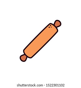 kneading rolling pin in white background vector illustration design