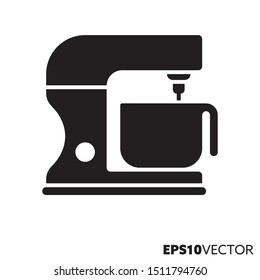 Kneading an stirring machine glyph icon. Symbol of kitchen appliance. Food and cooking related flat vector illustration.