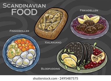 Knedliky. It is cooked dish, served on the side of many traditional dishes. Most common types are bread and potato dumplings. Czech food. Vector image isolated.