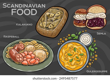 Knedliky. It is cooked dish, served on the side of many traditional dishes. Most common types are bread and potato dumplings. Czech food. Vector image isolated.