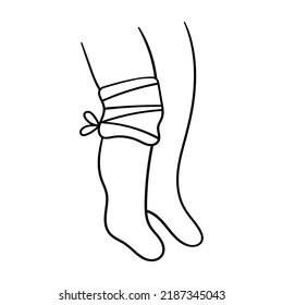 Knee bandage. Outline icon. Vector illustration.