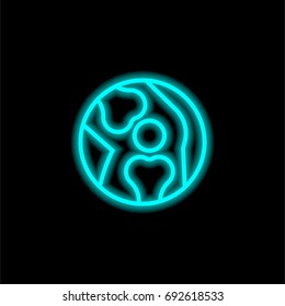 Knee blue glowing neon ui ux icon. Glowing sign logo vector