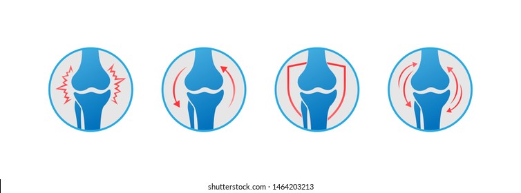 Knee Bones Vector. Human Bone And Joint Icon Set. Rheumatology And Traumatology, Vector Design And Illustration.