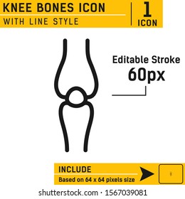 Knee bones vector icon illustration logo template isolated on white background. Bone, knee, femur, leg, patella, spine icon with outline style for web design, logo, ui, ux and mobile apps