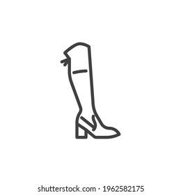 Knee Boots line icon. linear style sign for mobile concept and web design. Knee-High boots outline vector icon. Symbol, logo illustration. Vector graphics