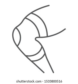 Knee brace thin line icon, orthopedic and medical, leg bandage sign, vector graphics, a linear pattern on a white background, eps 10.
