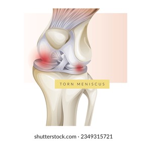 Knee Cartilage Injury - Torn Meniscus - Stock Illustration as EPS 10 File