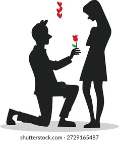 joelho para baixo menino dar flor rosa menina preto casal dia dos namorados