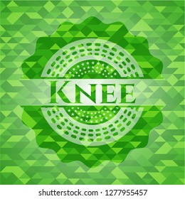 Knee green emblem with triangle mosaic background