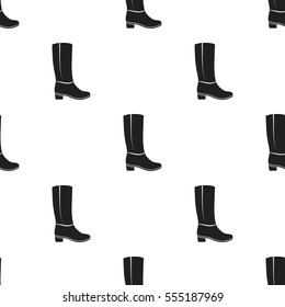 Knee high boots icon in  black style isolated on white background. Shoes pattern stock vector illustration.