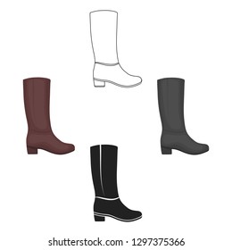 Knee high boots icon in cartoon style isolated on white background. Shoes symbol stock vector illustration.