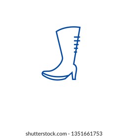 Knee high boots line icon concept. Knee high boots flat  vector symbol, sign, outline illustration.