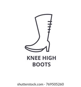 knee high boots line icon, outline sign, linear symbol, vector, flat illustration
