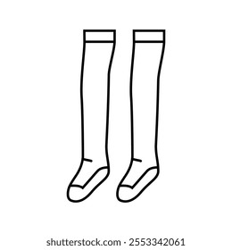 Calcetines altos de la rodilla Vector de icono de línea de la escuela japonesa. Calcetines altos de la rodilla Signo de la escuela japonesa. Ilustración negra aislada del contorno