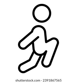 Vector de contorno de icono de pulsación de rodilla. Ataque automarcial. Personas de defensa