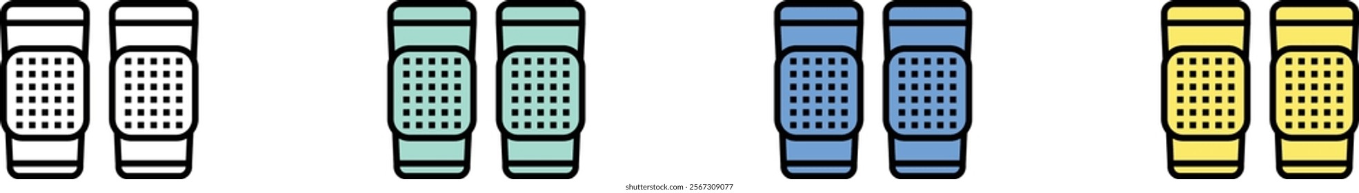 knee icon. Outline, Green, Blue and Yellow Style Design Isolated On White Background