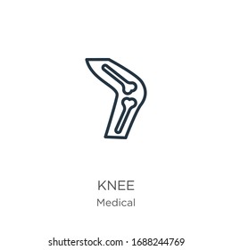 Knee icon. Thin linear knee outline icon isolated on white background from medical collection. Line vector sign, symbol for web and mobile
