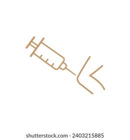rodilla con icono de inyección, icono de mejor línea vector.