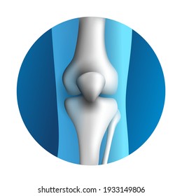 Knee joint 3D icon - synovial joint of legs bones flexion, Vector illustration