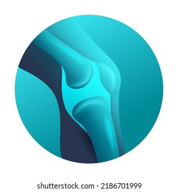 Knee joint 3D icon - synovial joint of legs bones flexion, Vector icon for medical purposes