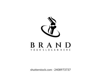 Knee joint bone health logo with protection variations in flat style