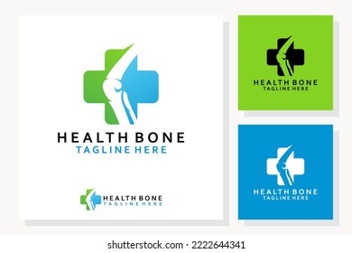 Knee Joint Bone logo vector illustration design with Health Plus Symbol for Bone or Orthopedic Clinic.