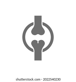 Knee joint, bones grey icon. Isolated on white background