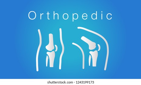 Knee joint bones for orthopedic on blue background