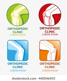 Knee joint bones vector orthopedic clinics and diagnostic centers logo. Medicine care concept. Logo for orthopedic clinic and medicine diagnostic clinic illustration