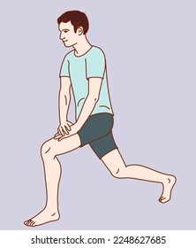  Knee joint exercise positions. Vector illustration. Exercise 2