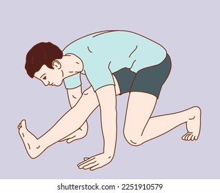  Knee joint exercise positions. Vector illustration. Exercise 15