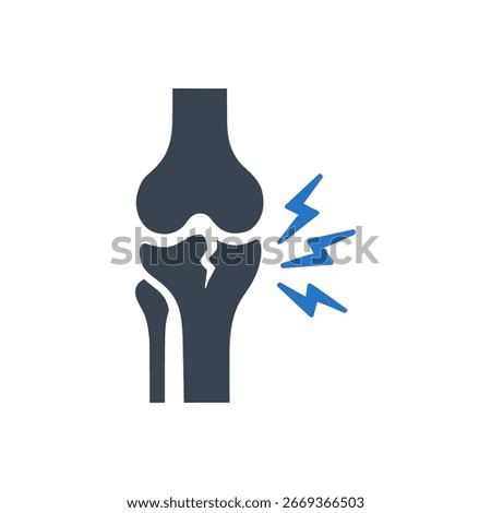 Knee Joint Fracture Icon Isolated On White Background