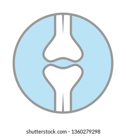 Knee joint human graphic icon. Joint bones sign in the circle isolated on white background. Flat design. Vector illustration