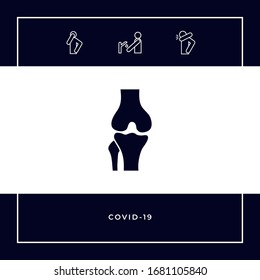 Icono de la articulación de rodilla. Elementos gráficos para el diseño