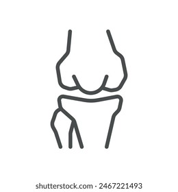 Knee Joint Icon. Isolated Line Illustration of Human Knee Joint, Representing Orthopedics, Joint Health, and Musculoskeletal System. Perfect for Medical and Healthcare Applications.