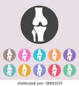  Knee joint icon. Set of colored icons.