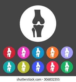 Knee joint icon. Set of colored icons.