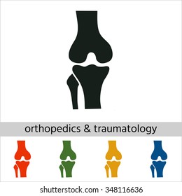 Knee joint icon.Set of varicolored icons.