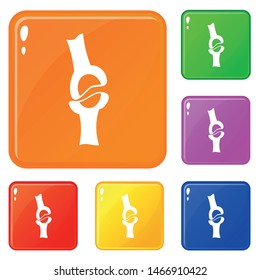 Knee joint icons set collection vector 6 color isolated on white background
