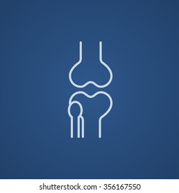 Knee joint line icon for web, mobile and infographics. Vector light blue icon isolated on blue background.