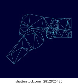 Knee joint low poly triangulation triangulated polygonal electric cyan blue vibrant aqua neon color vector illustration image outline contour line style