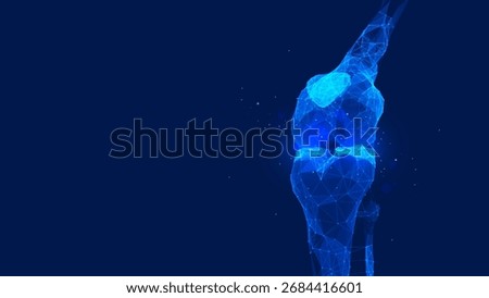 Knee Joint Osteoarthritis Pain Background, Futuristic Medical Interface Scan Design Concept, Blue Neon Glow Low Polygon Technology Scene.
