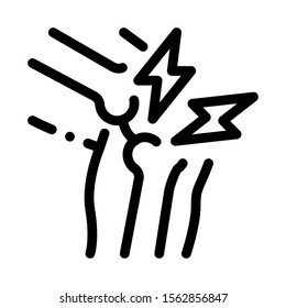 Knee Joint Pain Icon Vector. Outline Knee Joint Pain Sign. Isolated Contour Symbol Illustration