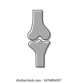 Knee joint sign. Black line icon with gray shifted flat filled icon on white background. Illustration.