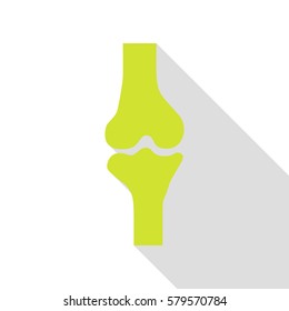 Knee joint sign. Pear icon with flat style shadow path.