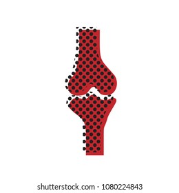 Knee joint sign. Vector. Brown icon with shifted black circle pattern as duplicate at white background. Isolated.