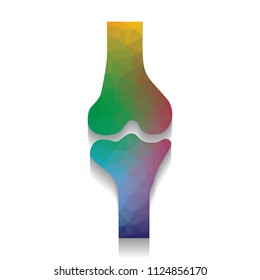 Knee joint sign. Vector. Colorful icon with bright texture of mosaic with soft shadow on white background. Isolated.