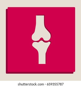Knee joint sign. Vector. Grayscale version of Popart-style icon.