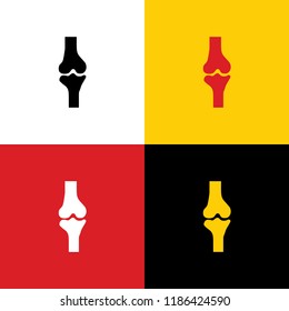 Knee joint sign. Vector. Icons of german flag on corresponding colors as background.