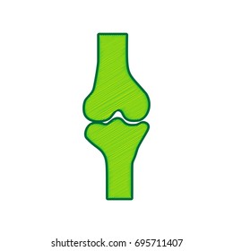 Knee joint sign. Vector. Lemon scribble icon on white background. Isolated